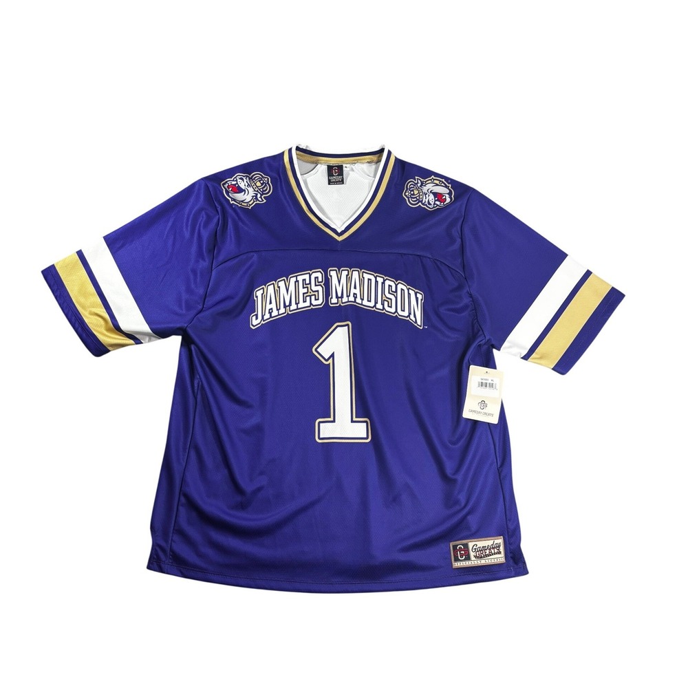 Gameday Greats James Madison JMU Dukes Football Jersey Purple Gold XL S0680